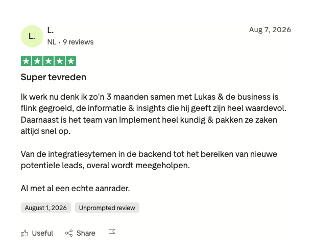 Resultaat van een klant van implement