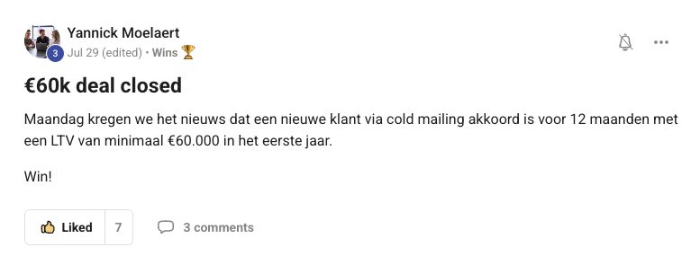 Resultaat van een klant van implement